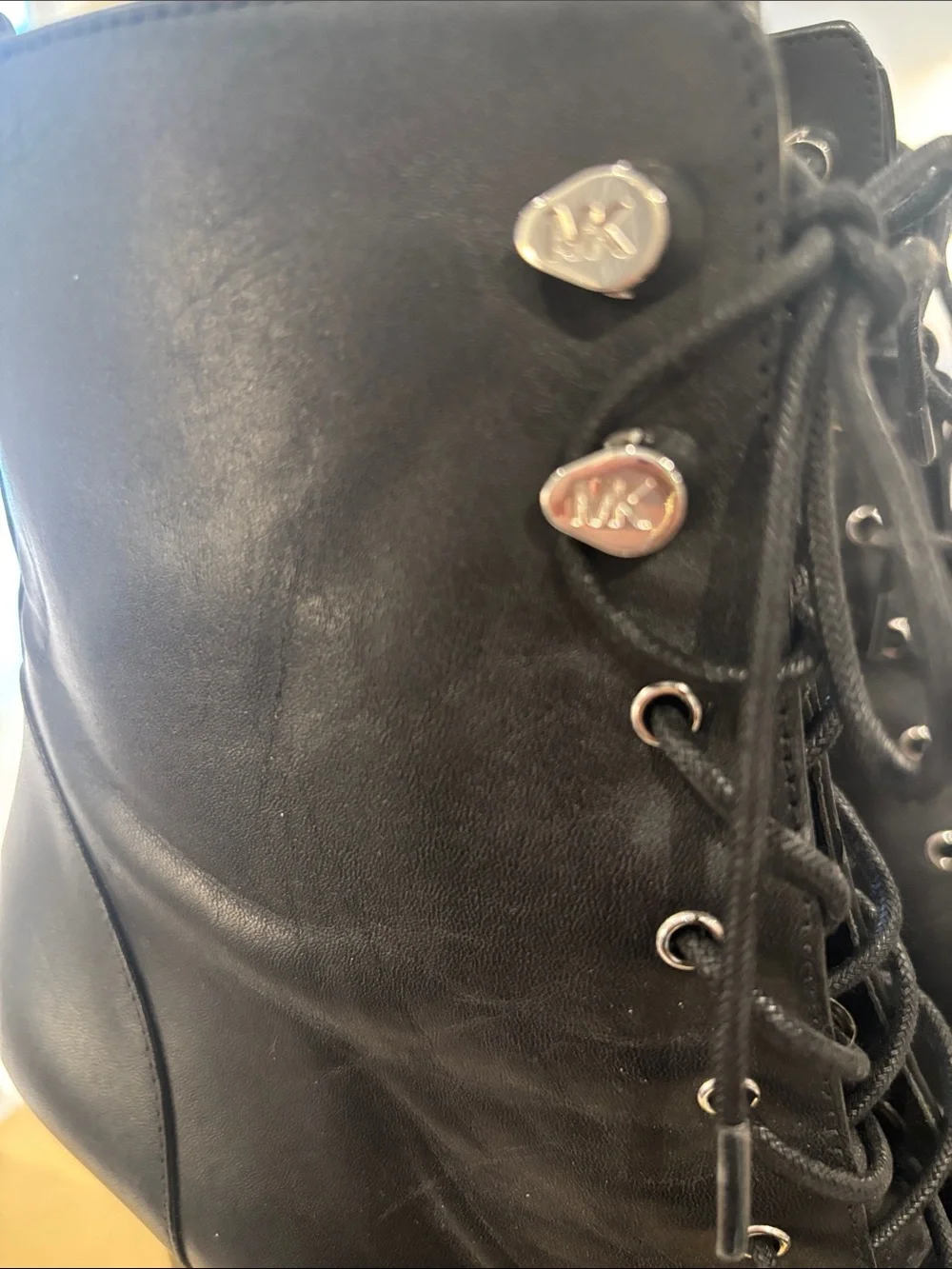 Michael Kors Black Lace-Up Stiletto Ankle Boots with Side Zip